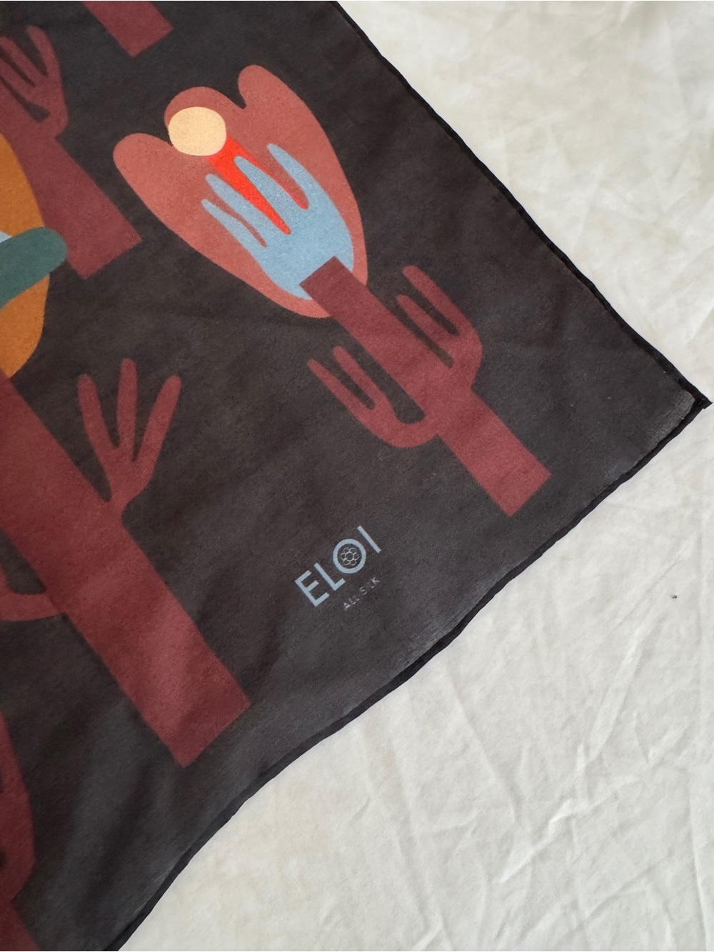 Eloi Silk Scarf - abstract floral design - Picture 2 of 6
